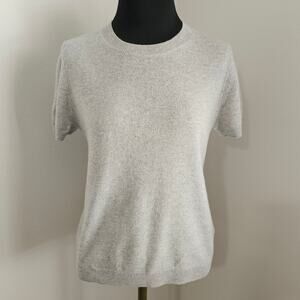 Quince Women's Light Gray 100% Mongolian Cashmere Tee Cozy Sweater Knit Top L